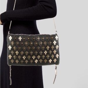 Thomas Wylde Elegant Black and Gold Crossbody Cross Bag